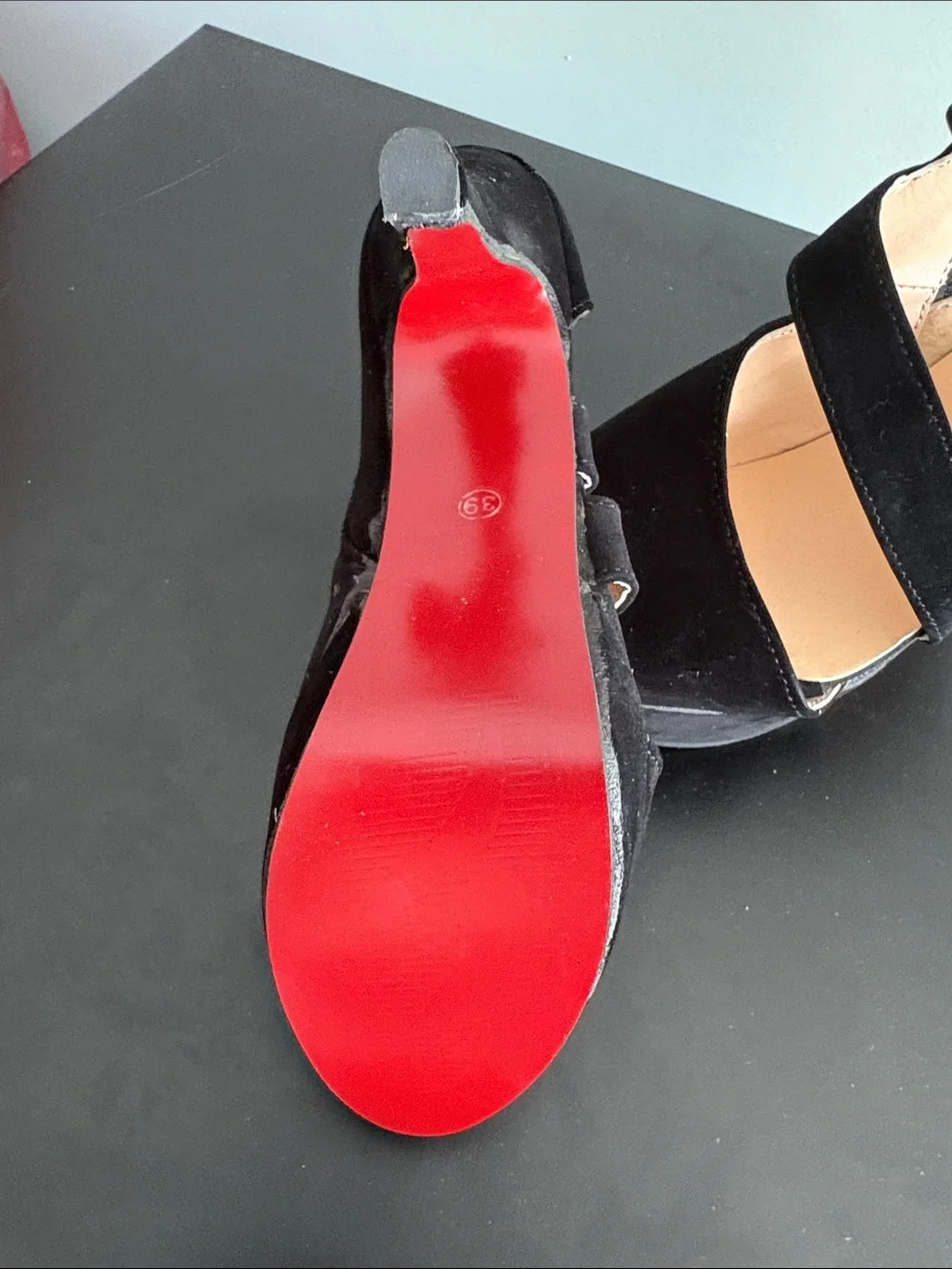 Black Suede Strappy Platform High Heels